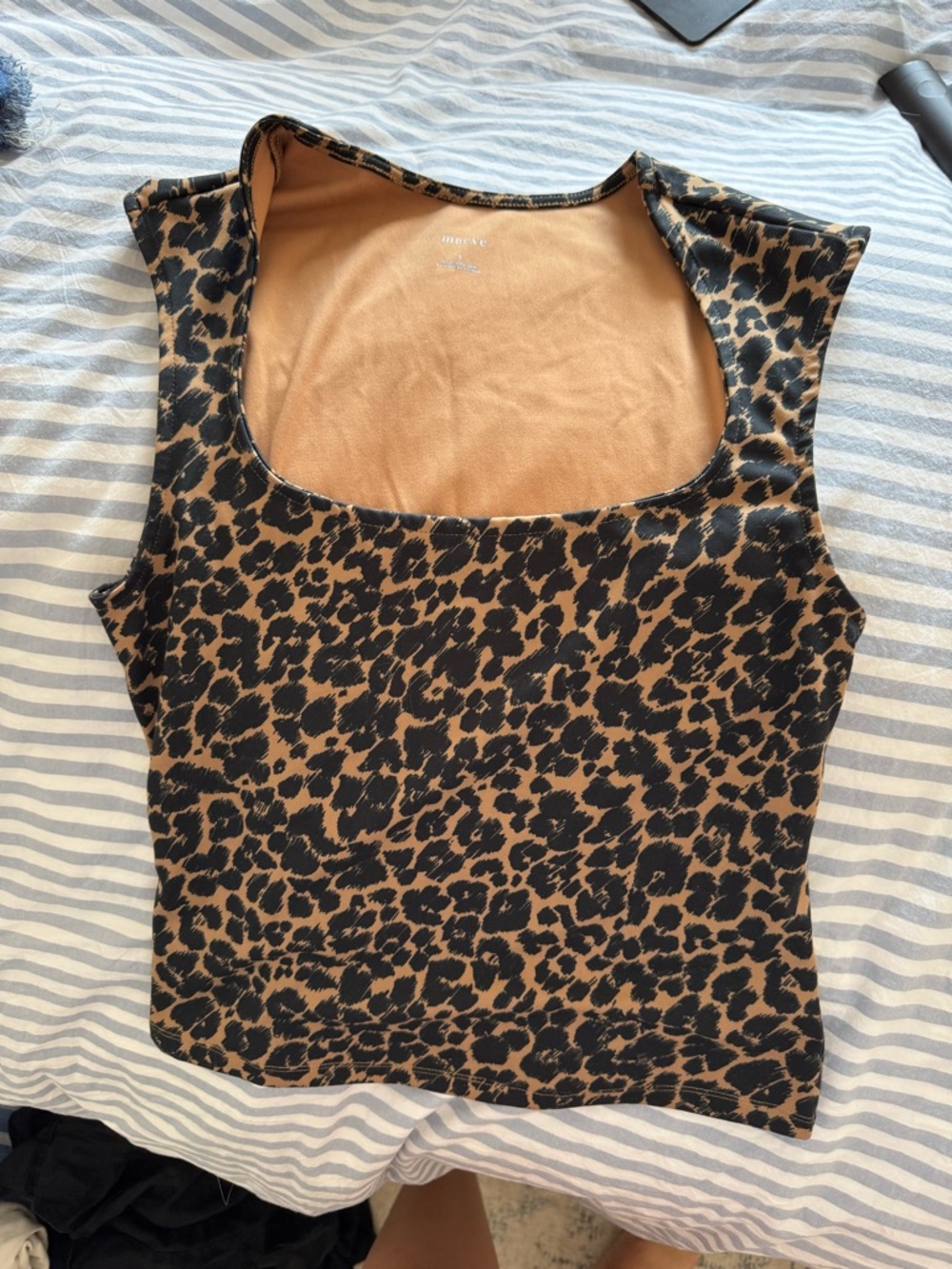 Maeve Leopard Print Square Neck Tank - Brown & Black